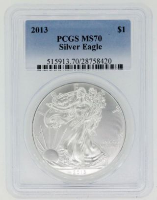 2013 American Silver Eagle Dollar Ms70 Pcgs State 70 S/h photo