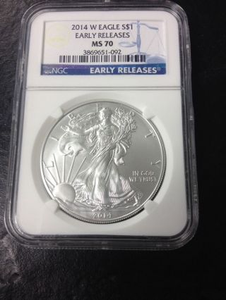 2014 W Silver Eagle Burnished Ngc Early Releases Ms 70 photo