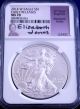 Burnished 2014 W Ms 70 Ngc Early Release Elizabeth Jones American Silver Eagle Silver photo 2