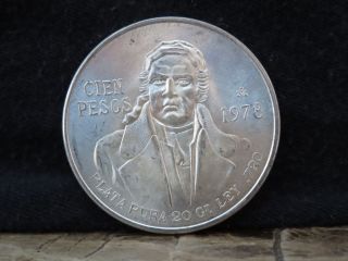 1978 Mexico Cien Pesos - Vintage Silver Coin - photo