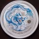 2012 Perth Year Of The Dragon White/blue Colorized Coin 1 Oz.  999 Silver Silver photo 2