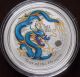 2012 Perth Year Of The Dragon Blue/yellow Colorized Coin 1 Oz.  999 Silver Silver photo 2