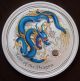 2012 Perth Year Of The Dragon Blue/yellow Colorized Coin 1 Oz.  999 Silver Silver photo 4