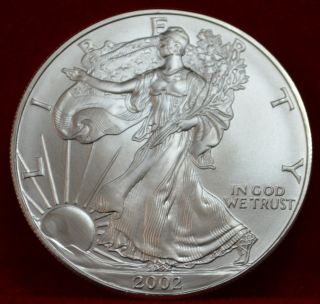 2002 Unc American Silver Eagle Dollar.  999 Ms++ B414 Additionalitemsshipsfree photo