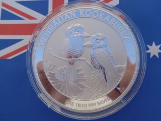 2013 Australian Kookaburra Kilo Coin.  999 Fine Silver photo