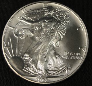 1993 American Silver Eagle Bullion Coin Key Date Choice Gem Bu Nr photo