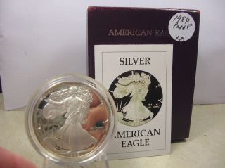 1986 1 Oz Proof Silver American Eagle (w/box &). . .  Take A Look photo