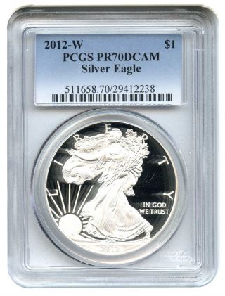 2012 - W Silver Eagle $1 Pcgs Proof 70 Dcam American Eagle Silver Dollar Ase photo