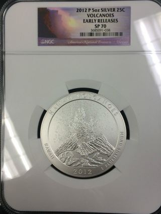 2012 P 5 Oz Hawaii Volcanoes America The Silver Ngc Sp70 Early Release photo