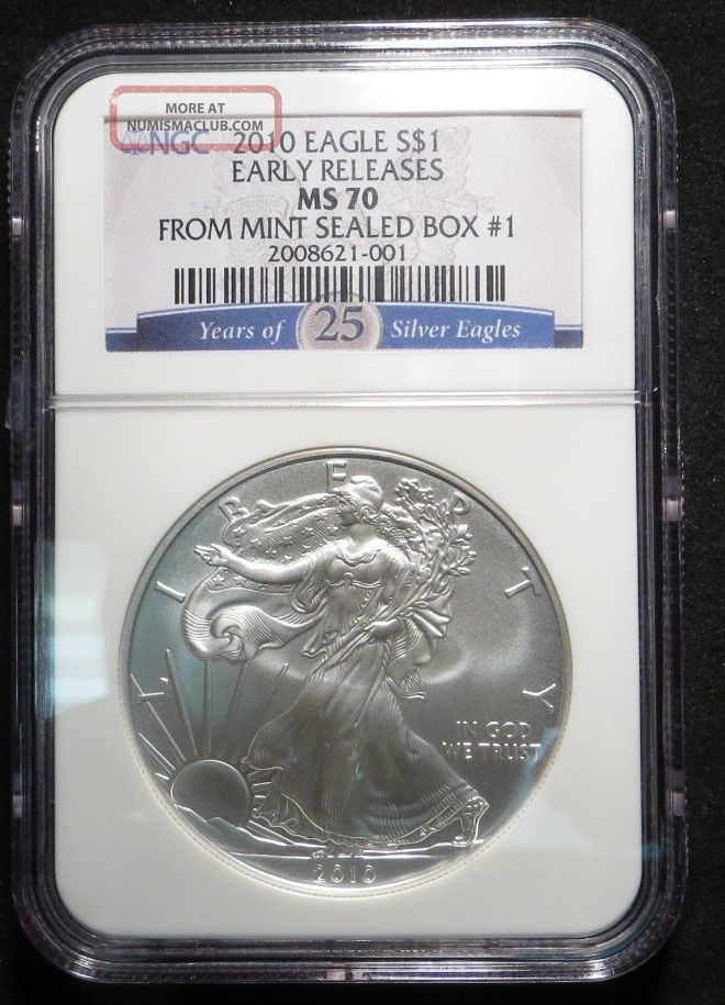 Rare 2010 Ngc Ms70 Early Release Silver Eagles From Boxes 1, 2 & 3