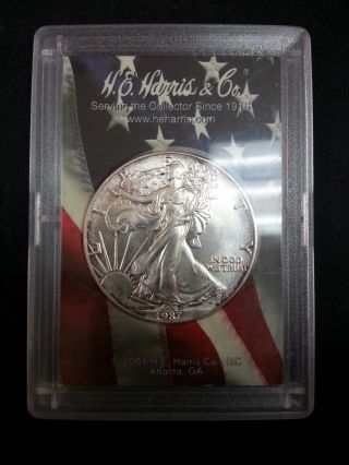 1987 1oz Silver American Eagle ' Walking Liberty ' Us Silver Dollar In Sae Case photo