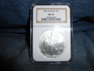 2006 W Burnished Silver Eagle Ngc Ms70 Gold Label Low Mintage - S&h photo