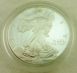 2001 W Proof Silver Eagle,  Box &,  Stunning Cameo ' S, photo