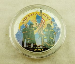 2001 Unc.  Silver Eagle,  America Unites,  Remembering Our Hero ' S,  9/11/2001, photo