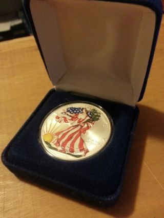 Painted American Eagle Silver Dollar In Full Color - Year2000 photo