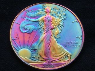 Art Toned 2010 American Eagle.  999 Fine Silver Coin photo
