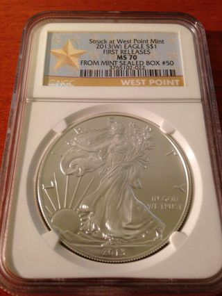 2013 (w) Silver American Eagle First Release Ngc Ms70 (box 50) photo