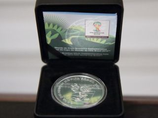 Official Commemorative Silver Coin Of The Fifa World Cup Brazil 2014 photo
