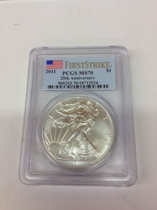 2011 Pcgs Ms70 First Strike 25th Anniversary Silver Eagle photo