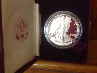 1987 Proof American Silver Eagle Dollar With U.  S.  & Packaging photo
