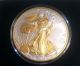 2014 American Silver Eagle Bu 24kt Gold Highlighted 1oz 99.  9% Pure Silver Silver photo 1
