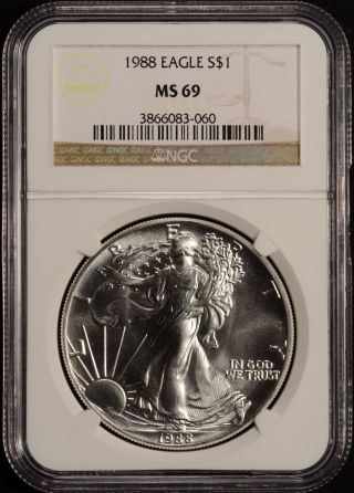1988 Silver American Eagle Ngc Ms69 photo