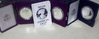 3,  1 Oz Proof Silver American Eagles 2 1990,  1998 photo