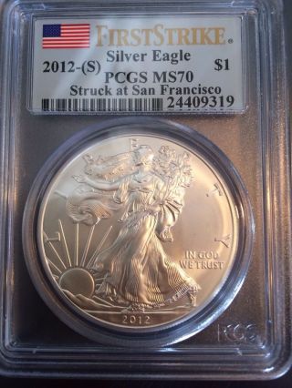 2012 - (s) American Silver Eagle - Pcgs Ms70 - First Strike photo