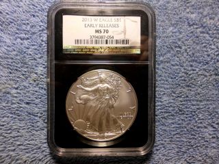 2013 Burnished W Early Release Silver Eagle Ms70 photo