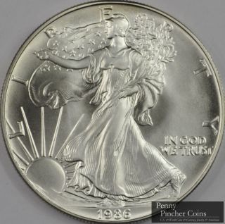 1986 Silver Eagle Unc Brilliant Uncirculated Better - Date Ase First Year Of Issue photo