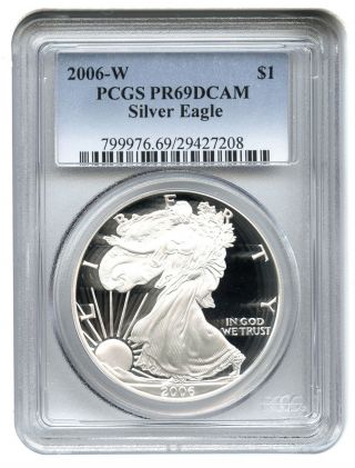 2006 - W Silver Eagle $1 Pcgs Proof 69 Dcam American Eagle Silver Dollar Ase photo