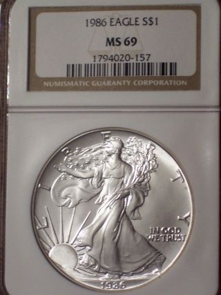 1986 Silver Eagle Graded Ms 69 By Ngc photo