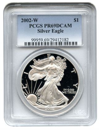 2002 - W Silver Eagle $1 Pcgs Proof 69 Dcam American Eagle Silver Dollar Ase photo