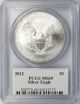 2012 American Silver Eagle Pcgs Ms69 $1 John M.  Mercanti Signature Silver photo 1