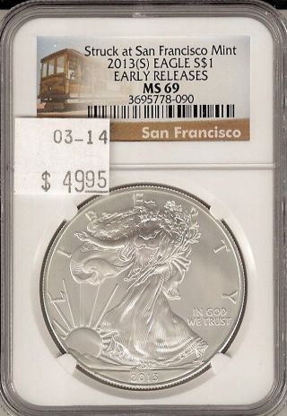 2013s Eagle Struck At San Francisco Early Releases S$1 Ms 69 Ngc Cert photo
