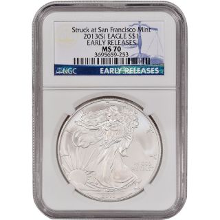 2013 - (s) American Silver Eagle - Ngc Ms70 - Early Releases photo
