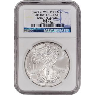 2013 - (w) American Silver Eagle - Ngc Ms70 - Early Releases photo