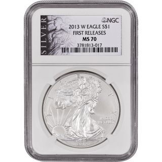 2013 - W American Silver Eagle Burnished - Ngc Ms70 - First Releases - Als Label photo