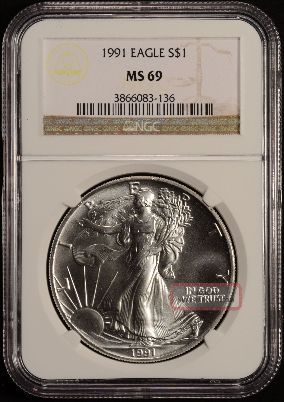 1991-silver-american-eagle-ngc-ms69
