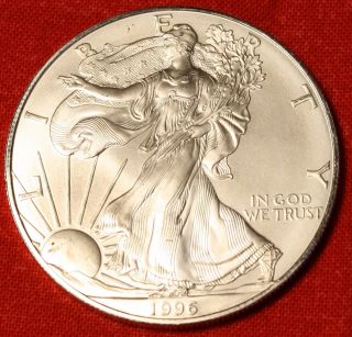 American Silver Eagle 1996 Dollar 1 Oz.  999% Bu Great Collector Coin Gift photo