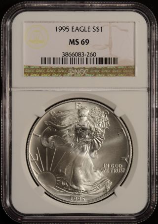 1995 Silver American Eagle (ngc Ms - 69) photo