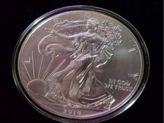 2014 American Silver Eagle Gem Bu 1 Troy Ounce.  999 Fine Silver In Airtite photo