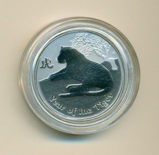 2010 Australia Year Of The Tiger 1/2 Oz Silver Coin In Capsule photo