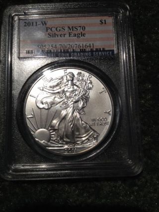 2011 W Pcgs Ms70 Silver Eagle.  Silver Coin.  Blast White. photo