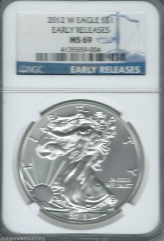 Silver American Eagle 2012 W Burnished Ngc Early Releases Ms69 Low Population photo