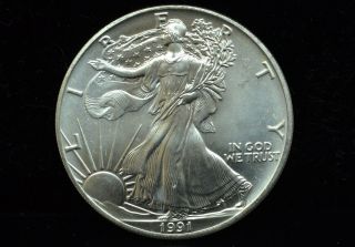 1991 American Eagle Silver Dollar 1 Troy Oz.  999 Fine Silver Low Opening Bid photo