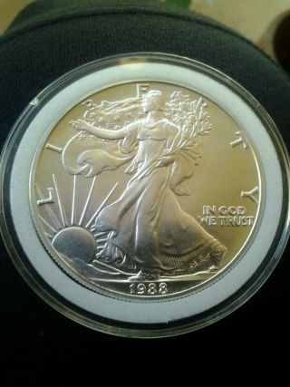 1988 1 Oz Silver American Eagle Coin - Brilliant Uncirculated.  999 Fine Silver photo
