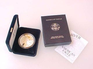 1999 P Proof 1 Ounce American Eagle Silver Bullion $1 Coin W/ Box & photo