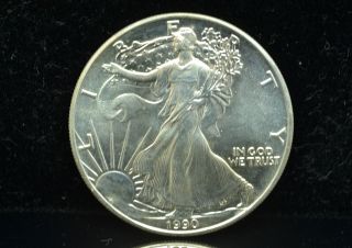 1990 American Eagle Silver Dollar 1 Troy Oz.  999 Fine Silver Low Opening Bid photo