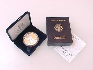 1995 P Proof 1 Ounce American Eagle Silver Bullion $1 Coin W/ Box & photo